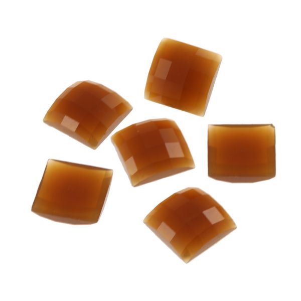 Acrylic Stone Jewel, Light Brown, 17mm, Faceted Square, Flatback (24 Pieces) 