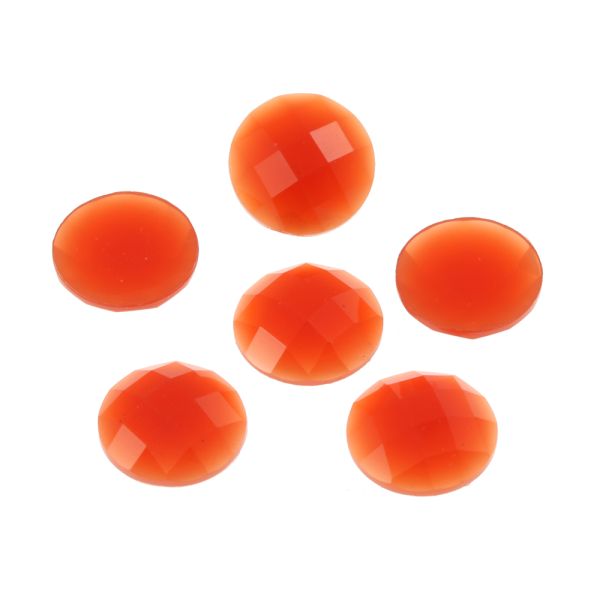 Acrylic Stone Jewel, Red Orange, 15mm, Faceted Round, Flatback (50 Pieces) 