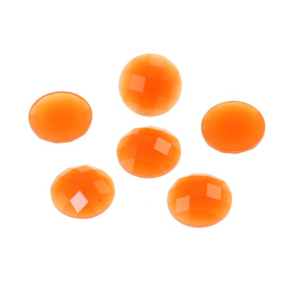 Acrylic Stone Jewel, Orange, 15mm, Faceted Round, Flatback (50 Pieces) 