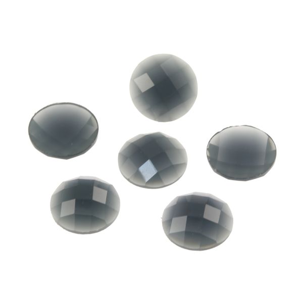 Acrylic Stone Jewel, Blue Gray, 15mm, Faceted Round, Flatback,(50 Pieces) 