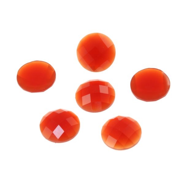 Acrylic Stone Jewel, Red, 15mm, Faceted Round, Flatback (50 Pieces) 