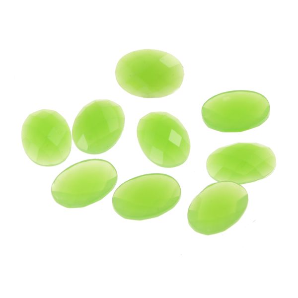 Acrylic Stone Jewel, Light Green, 13x9mm, Smooth Oval, Flatback (72 Pieces) 