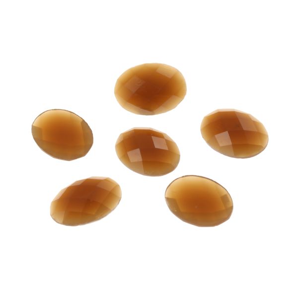 Acrylic Stone Jewel, Light Brown, 17x12mm, Smooth Oval, Flatback, (48 Pieces) 