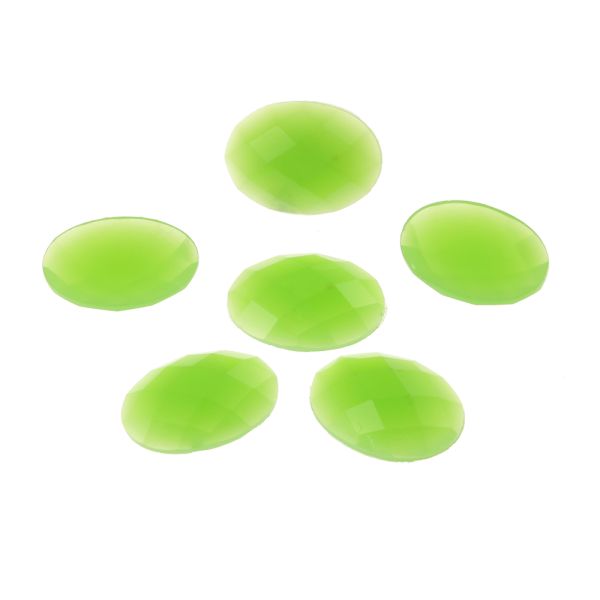 Acrylic Stone Jewel, Light Green, 17x12mm, Smooth Oval, Flatback, (48 Pieces) 