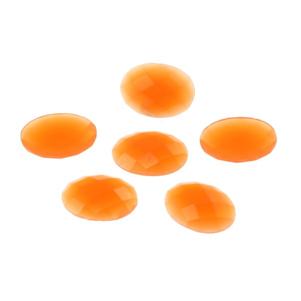 Acrylic Stone Jewel, Orange, 17x12mm, Smooth Oval, Flatback, (48 Pieces) 