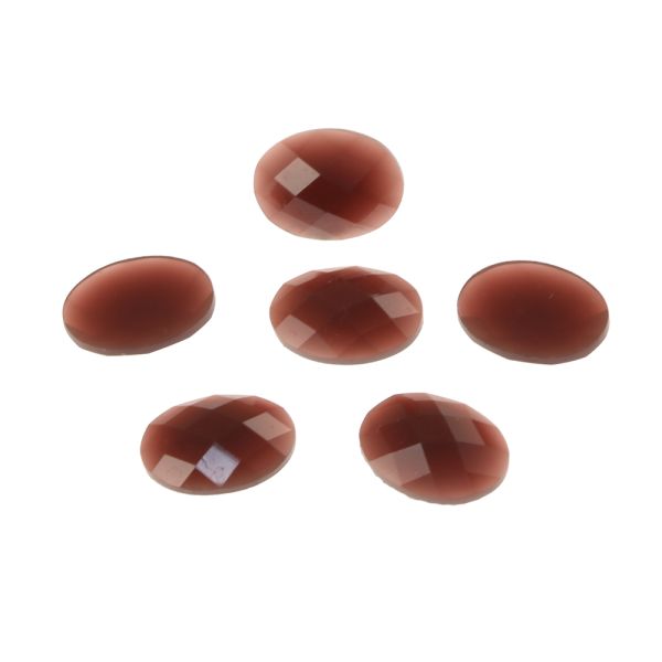 Acrylic Stone Jewel, Dark Maroon-Brown, 17x12mm, Smooth Oval, Flatback, (48 Pieces) 