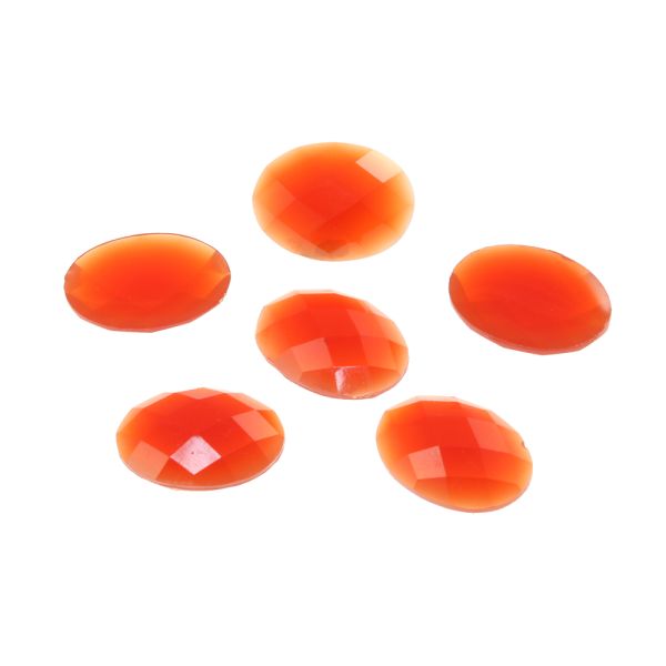 Acrylic Stone Jewel, Red Orange, 17x12mm, Smooth Oval, Flatback, (48 Pieces) 