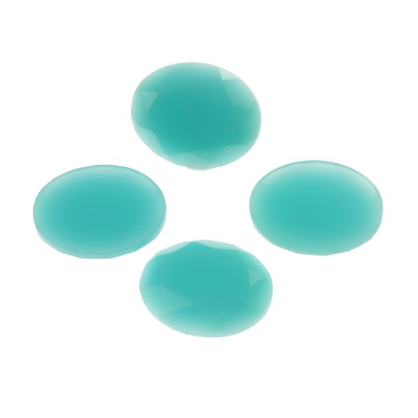 Acrylic Stone Jewel, Teal, 26x21mm, Faceted Oval, Flatback (100 Pieces) 