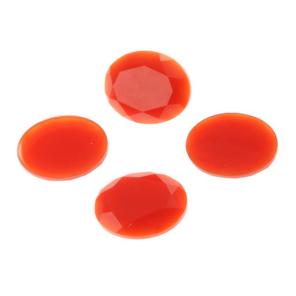 Acrylic Stone Jewel, Orange Red, 26x21mm, Faceted Oval, Flatback (100 Pieces) 