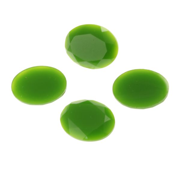 Acrylic Stone Jewel, Dark Green, 26x21mm, Faceted Oval, Flatback (100 Pieces) 