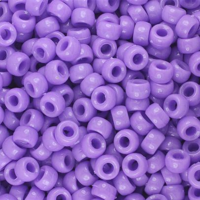 Mini Pony Beads, 6.5x4mm, Opaque Light Purple (Approx. 1000 Pieces)