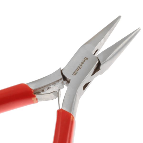 Serrated Chain-Nose Pliers with Spring, 120mm, Red Handle (Each)