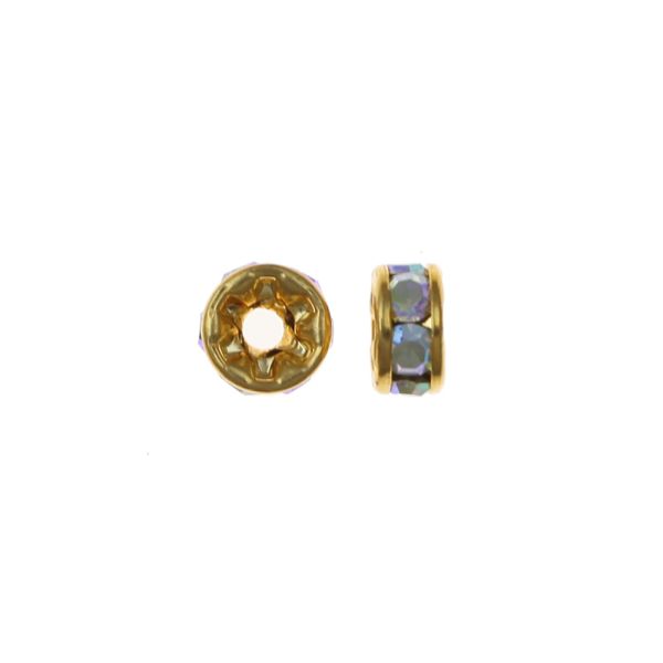 4.5MM Rhinestone Rondelles -Crystal-AB/Gold (24PC)
