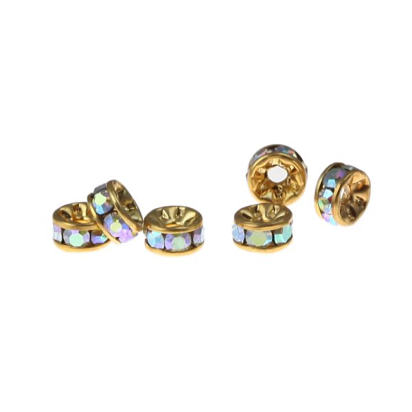 4.5MM Rhinestone Rondelles -Crystal-AB/Gold (24PC)