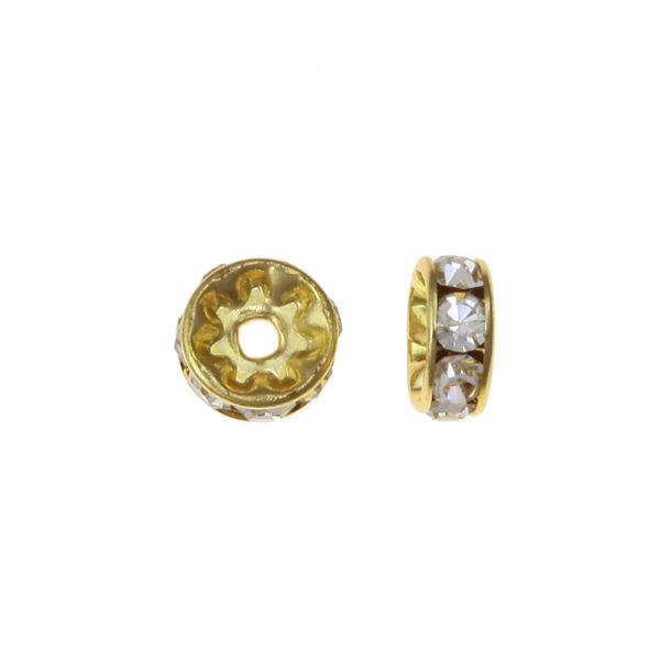 4.5MM Rhinestone Rondelles -Crystal/Gold (24PC)