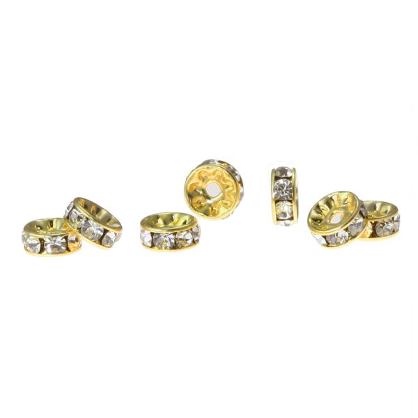 4.5MM Rhinestone Rondelles -Crystal/Gold (24PC)