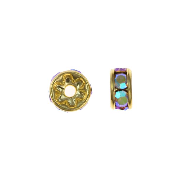 5MM Rhinestone Rondelles -Crystal-AB/Gold (24PC)