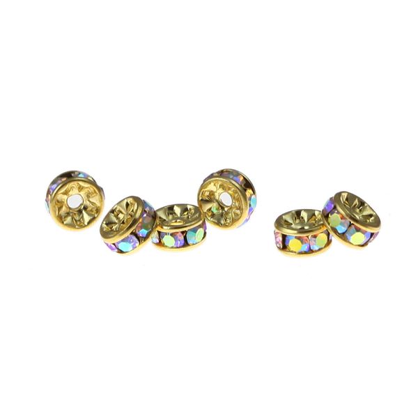 5MM Rhinestone Rondelles -Crystal-AB/Gold (24PC)
