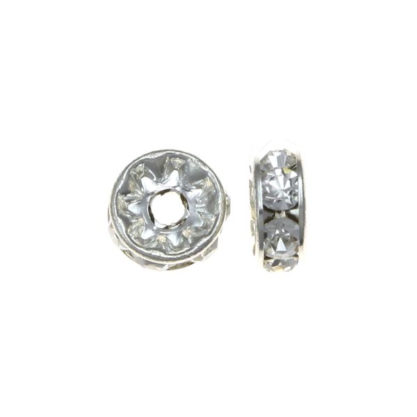 5MM Rhinestone Rondelles -Crystal/Silver (24PC)