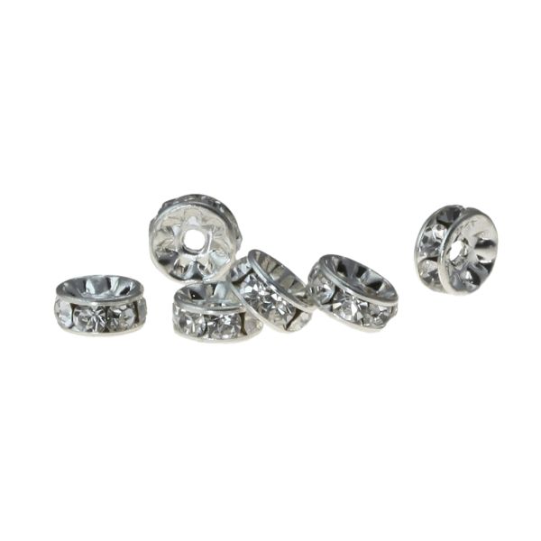 5MM Rhinestone Rondelles -Crystal/Silver (24PC)