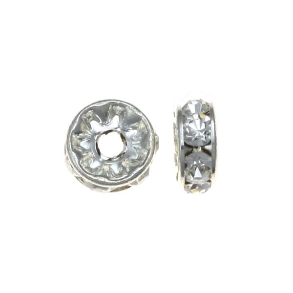 7MM Rhinestone Rondelles -Crystal/Silver (24PC)