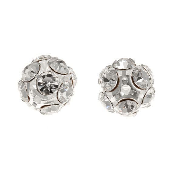 18MM Rhinestone Ball Silver  (6 Pieces)