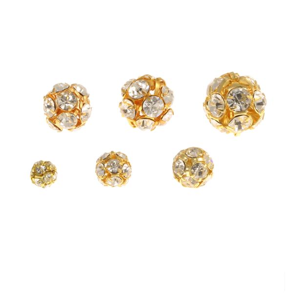 14MM Rhinestone Ball Gold (12PC)