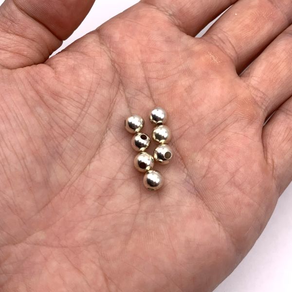 6mm Smooth Round Bead, Sterling Silver, 1.6mm Hole (20 Pieces) 