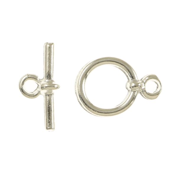 Smooth Toggle Clasp, 11mm, Sterling Silver Plate (12 Sets)