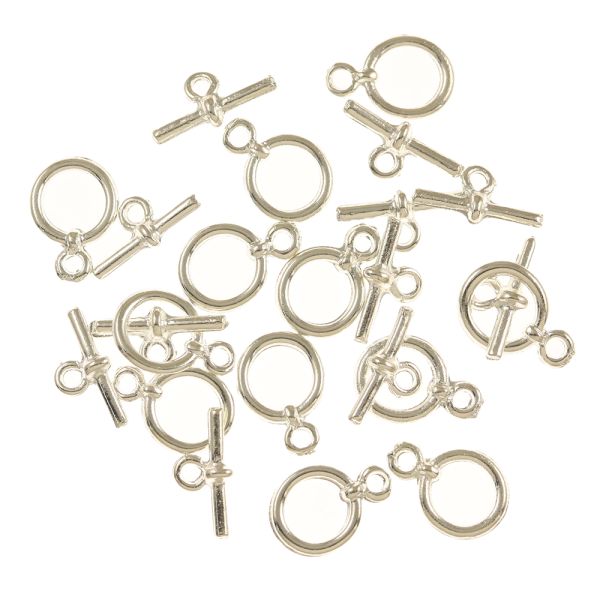 Smooth Toggle Clasp, 11mm, Sterling Silver Plate (12 Sets)