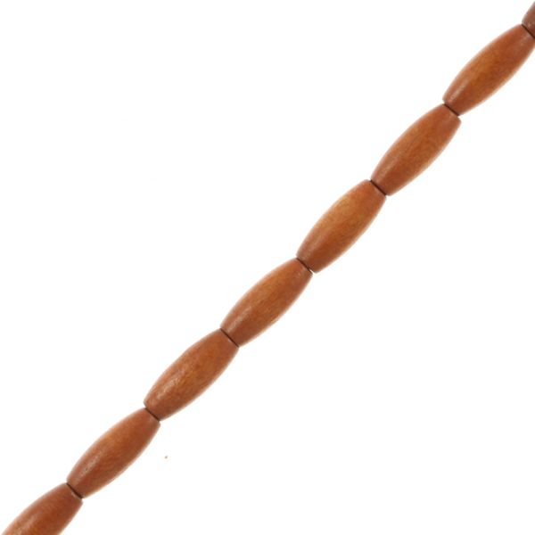 Long Wood beads, Dyed Waxed, 16x6mm, Brown (16