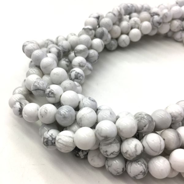 10mm Smooth Round, Howlite White Beads (16