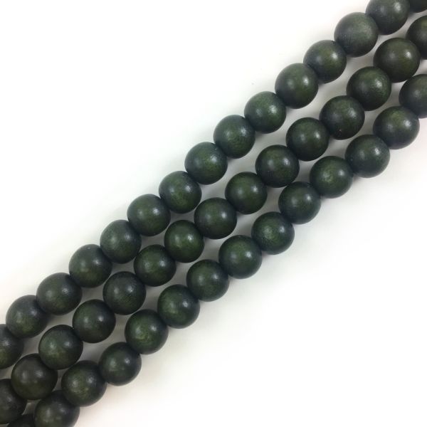 Wood Beads(Dyed Waxed) Dark Forest, Round (16