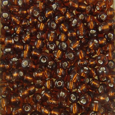 Silver-Lined Rocailles Size 6/0 -Copper Brown, 1LB (500 Grams)