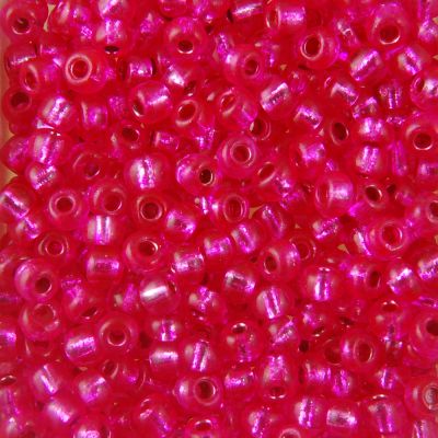 Silver-Lined Rocailles Size 6/0 -Fuchsia, 1LB (500 Grams)
