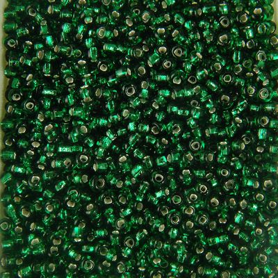 Silver-Lined Rocailles Size 10/0 -Kelly Green, 1LB (500 Grams)