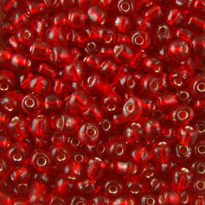 Silver-Lined Rocailles Size 6/0 -Red, 1LB (500 Grams)