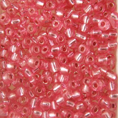 Silver-Lined Rocailles Size 6/0 -Rose Pink, 1LB (500 Grams)