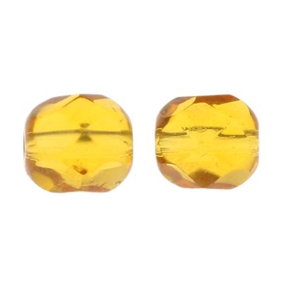 Fire-Polish Glass, Round Faceted Bead-Choose Size (Amber)