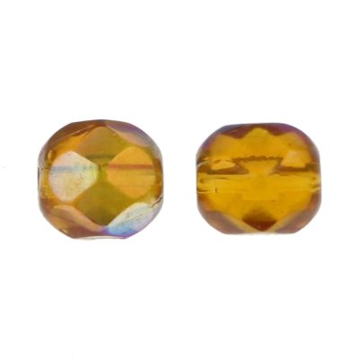 Fire-Polish Glass, Round Faceted Bead-Choose Size (Topaz AB)