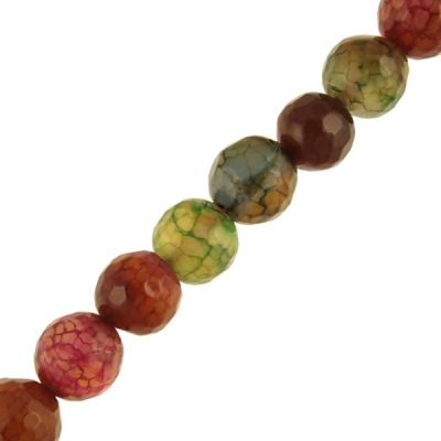 10mm Faceted Multi-Autumn Mosaic Agate (16" Strand)