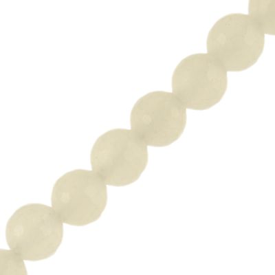 10mm Faceted Round, White Jade (16" Strand)