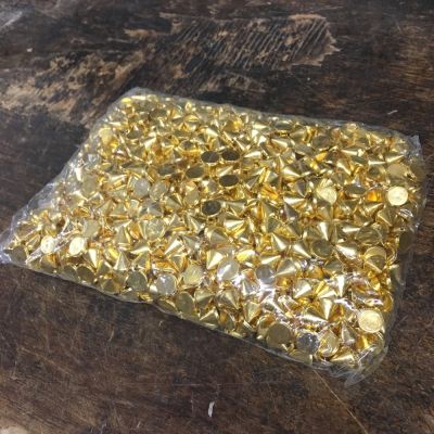 FACTORY PACK! Flatback & Sew-On Spikes 10MM, Gold (Per Pound)