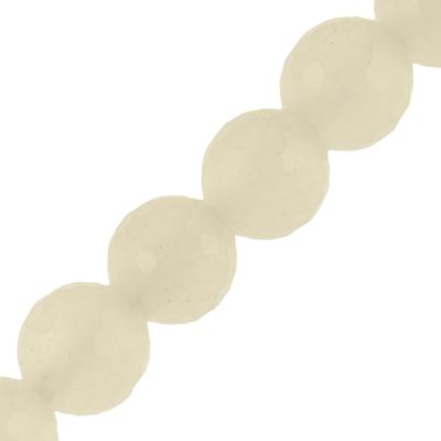 12mm Faceted Round, White Jade (16" Strand)