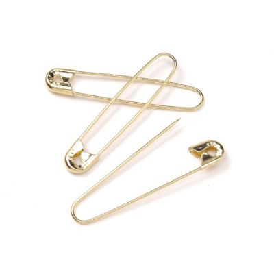 Coilless Safety Pins, 2-1/4" Inch, Gold-Tone Metal (50 Pieces)