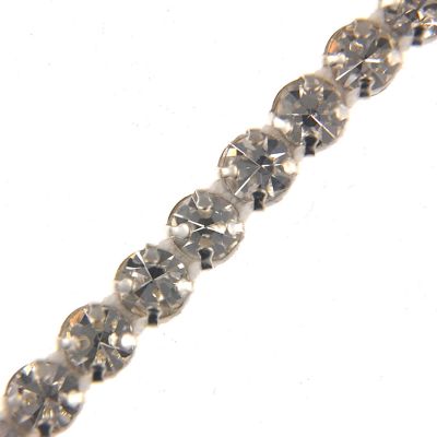 Single Row Rhinestone Banding (Crystal/Silver) (Per Yard)