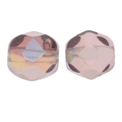 Fire-Polish Glass, Round Faceted Bead-Choose Size (Light Amethyst AB)