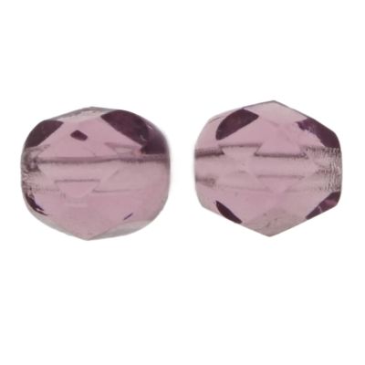 Fire-Polish Glass, Round Faceted Bead-Choose Size (Amethyst)