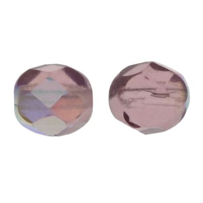 Fire-Polish Glass, Round Faceted Bead-Choose Size (Amethyst AB)