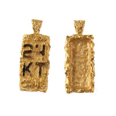 Vintage "24 KT" Gold Plated Pendant/Charms - 31mm x 12.5mm (6PCS)